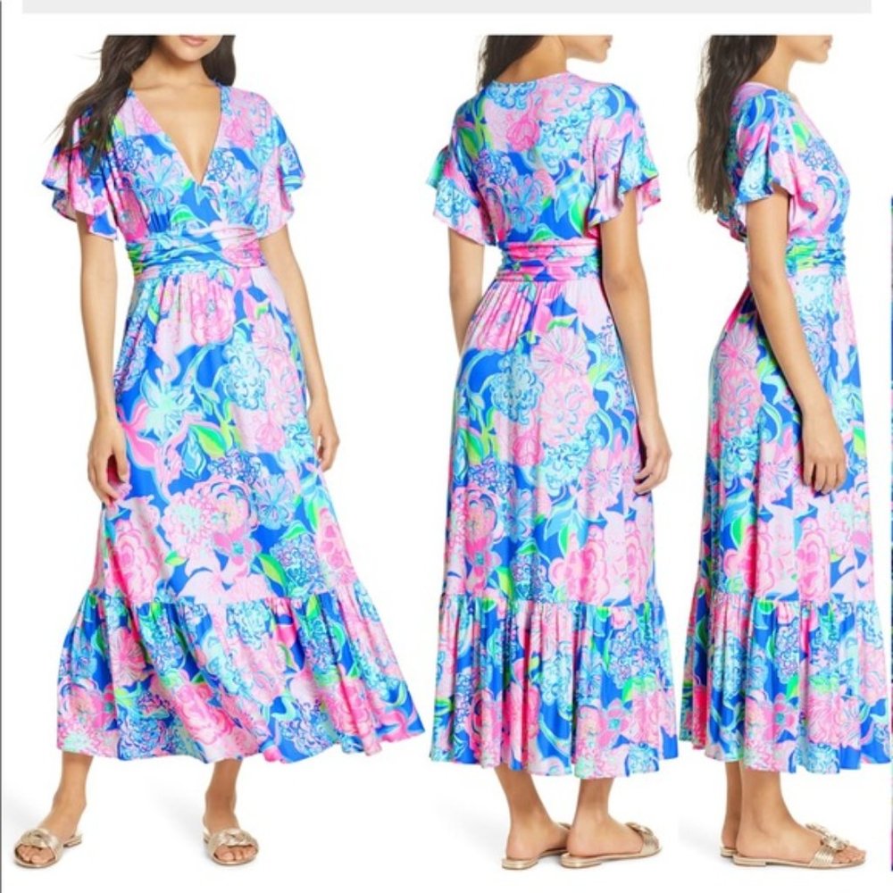 LILLY PULLITZER Jessi Midi Dress in Peony For Your Thoughts *NWT* SZ S